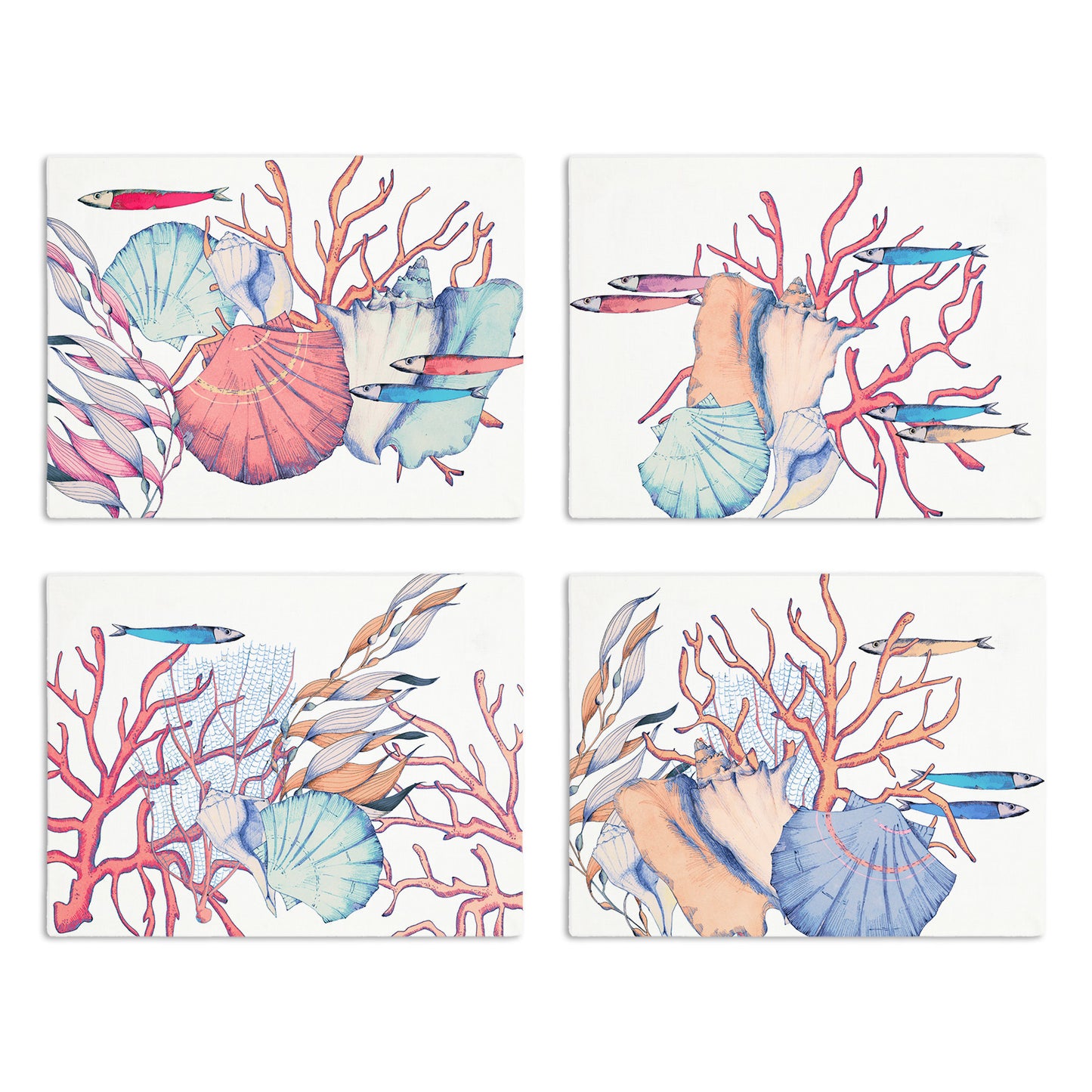 Set of 4 Placemats «Salina» Cotton Satin 100% Made in Italy