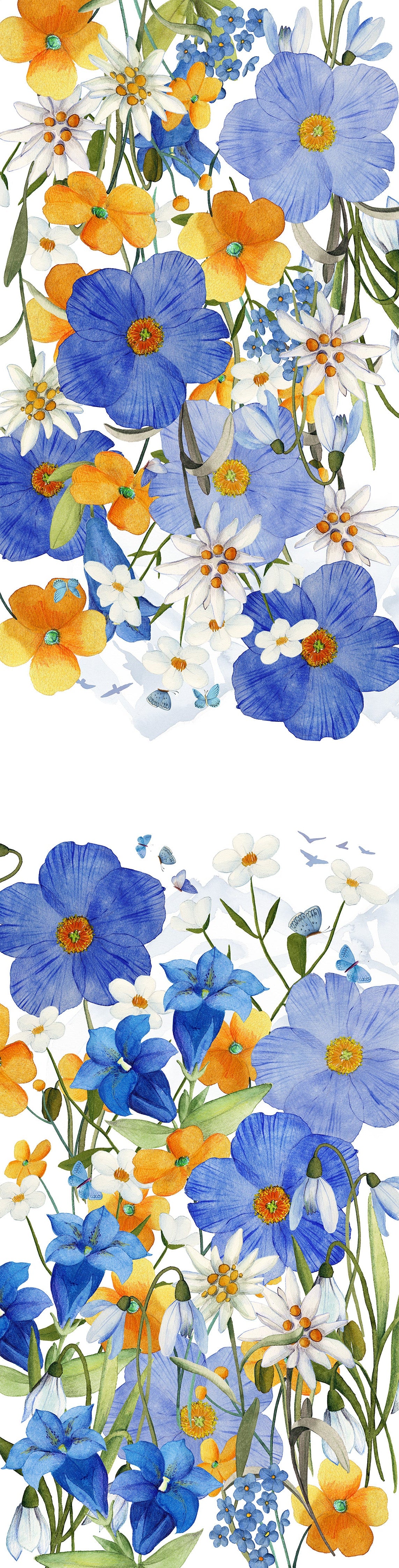Pure Linen Runner «Alpi Flora» 100% Made in Italy