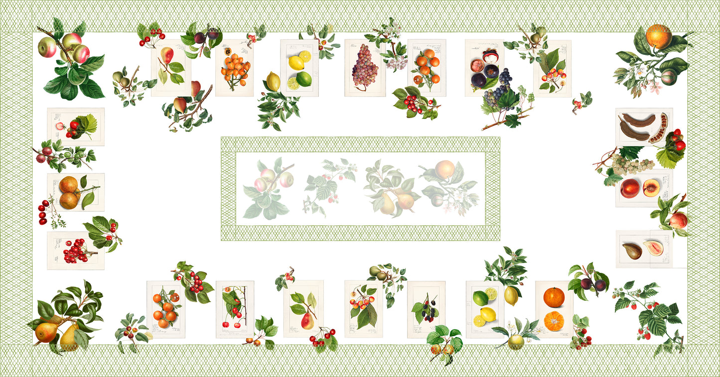 Linen Tablecloth «Summer Fruit», 100% Made in Italy