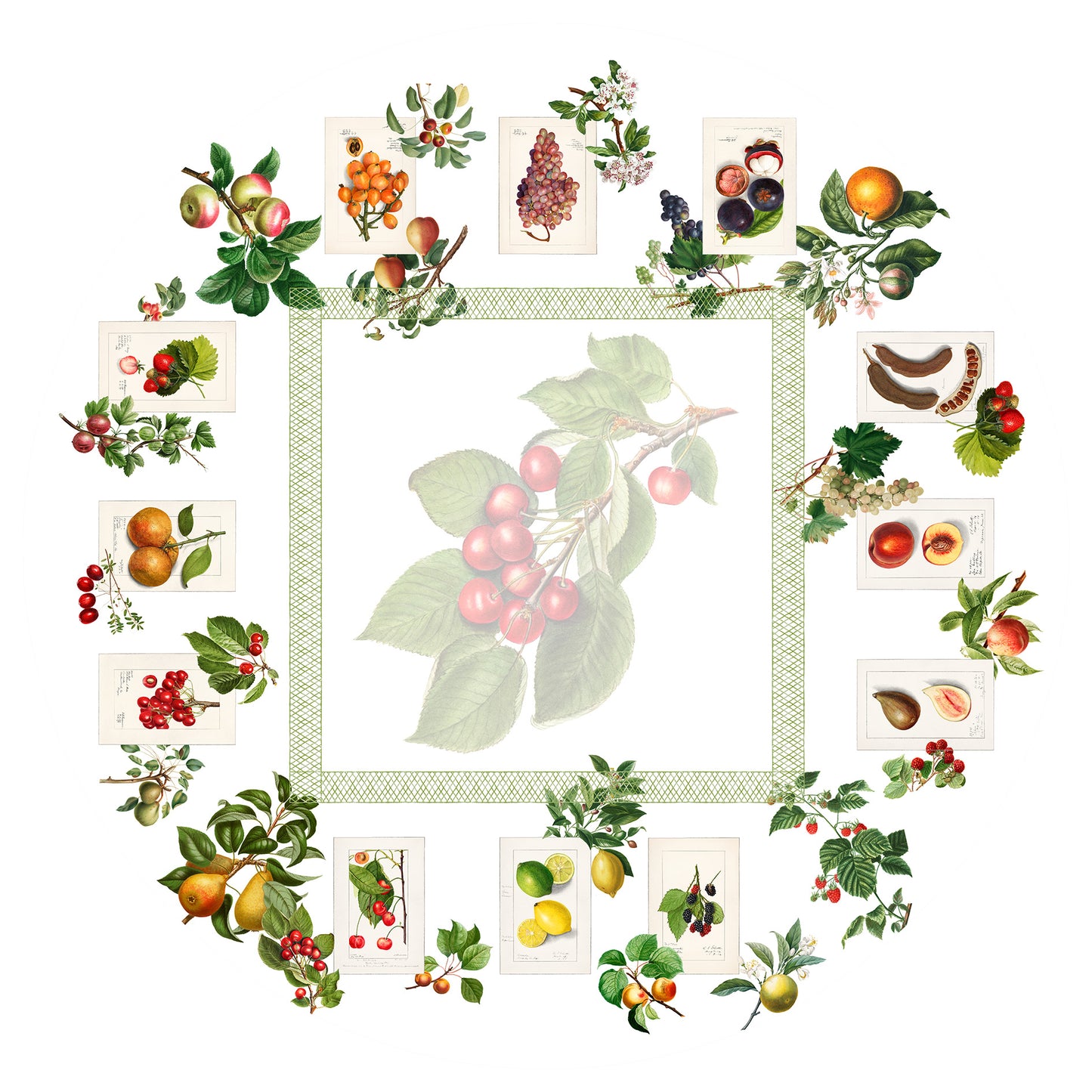 Linen Tablecloth «Summer Fruit», 100% Made in Italy