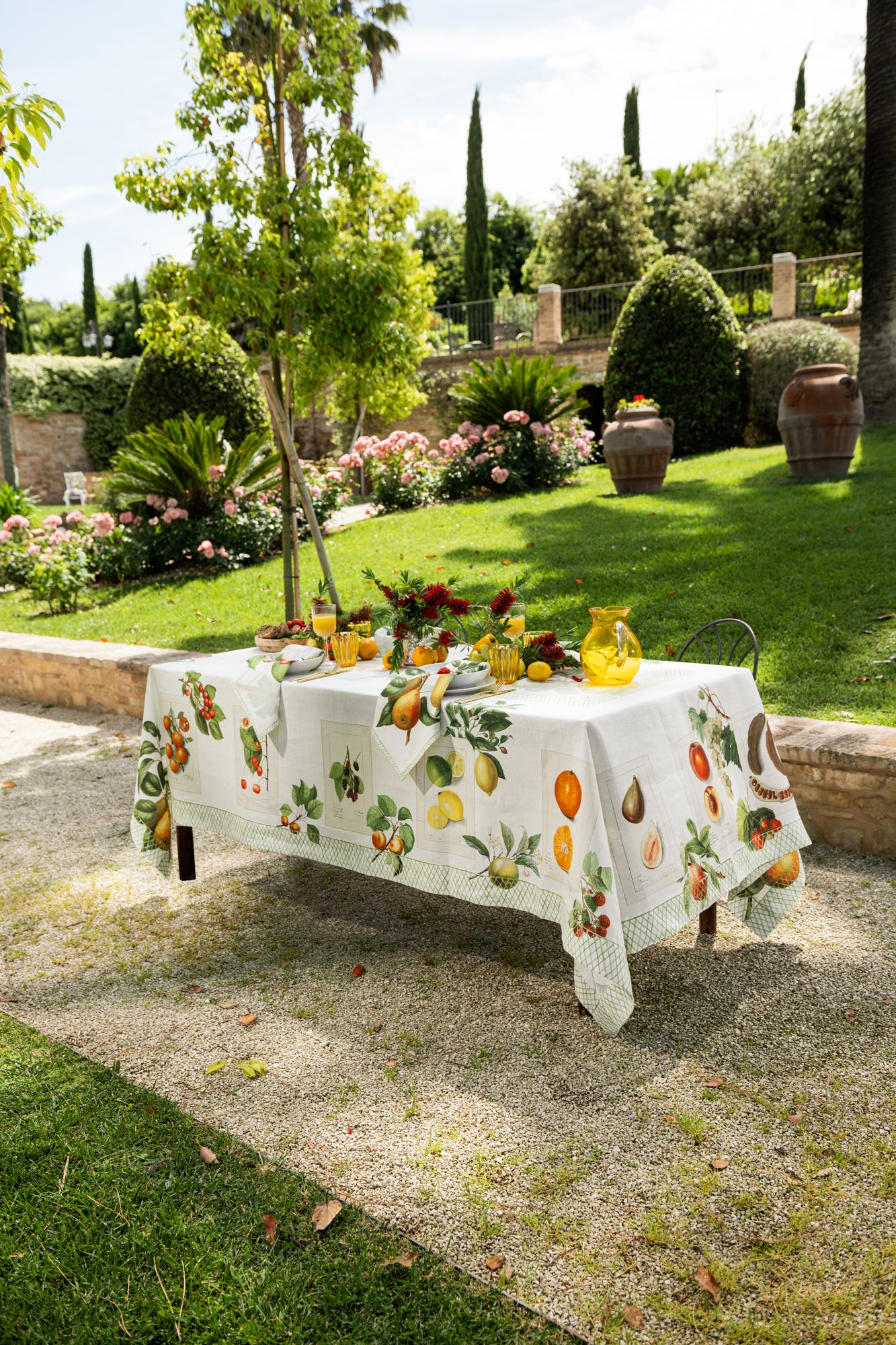 Linen Tablecloth «Summer Fruit», 100% Made in Italy - The Napking
