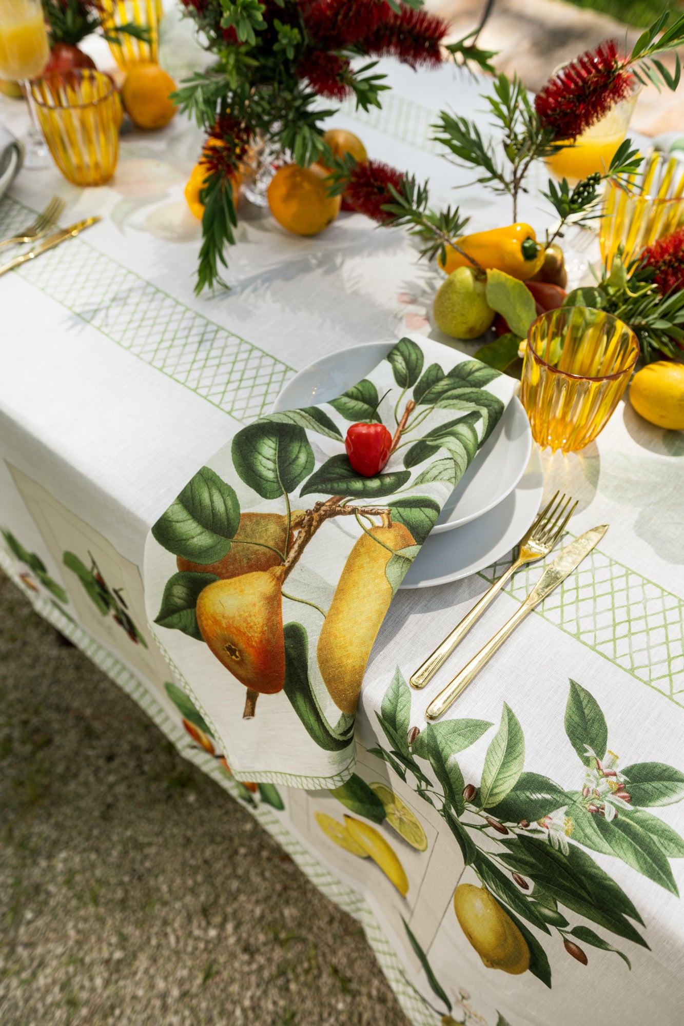 Set Of 4 Napkins «Summer Fruit» 100% Made in Italy - The Napking