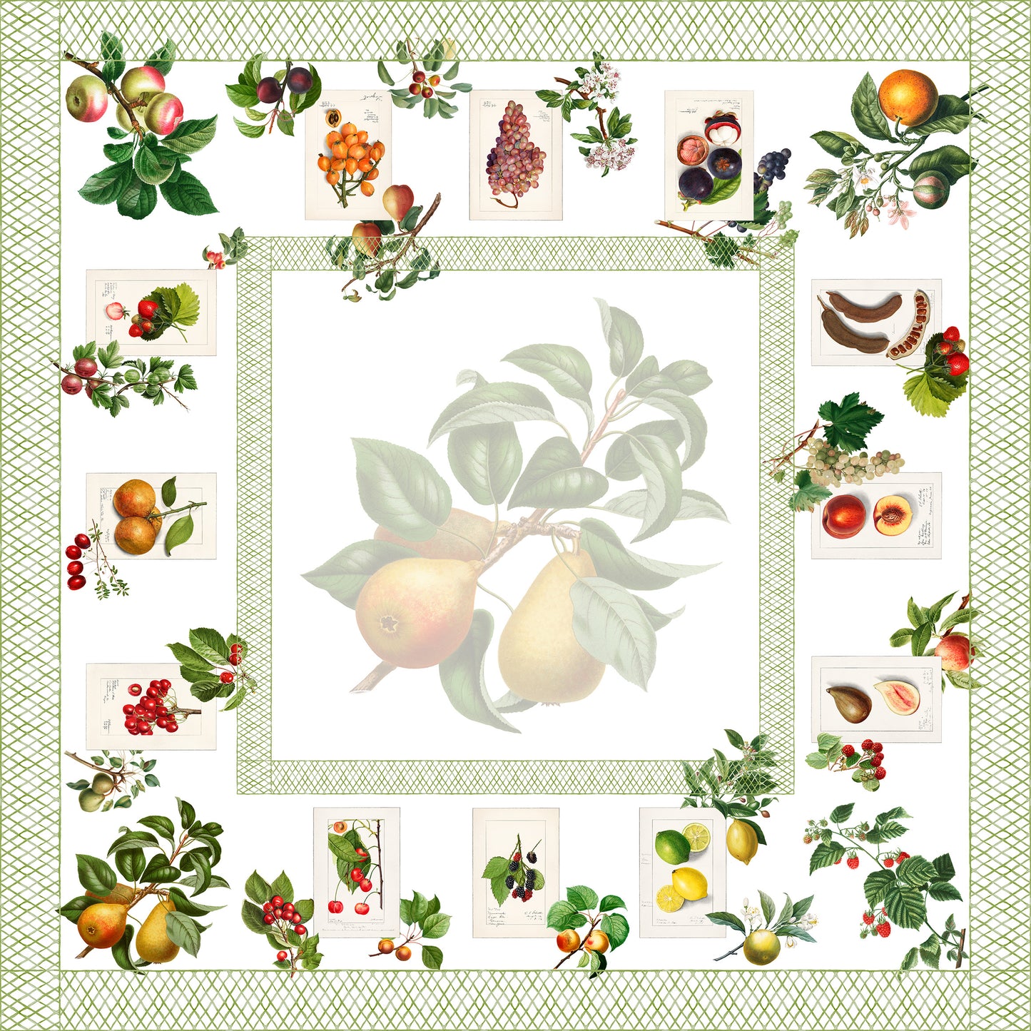 Linen Tablecloth «Summer Fruit», 100% Made in Italy