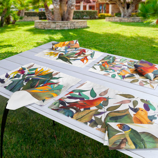 Set of 4 Placemats «Tropici», Cotton Satin 100% Made in Italy