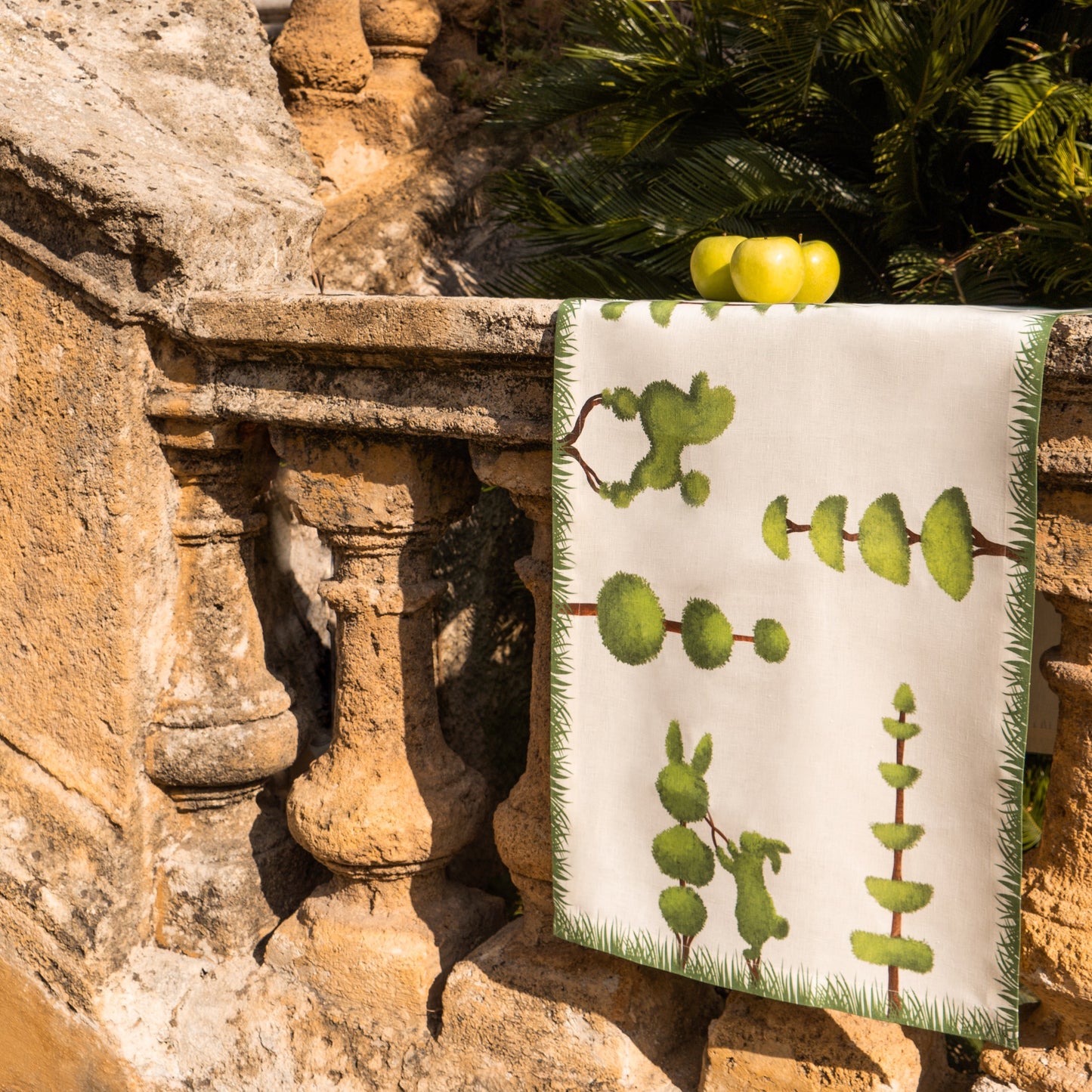 Linen Runner «Topiary» 100% Made in Italy
