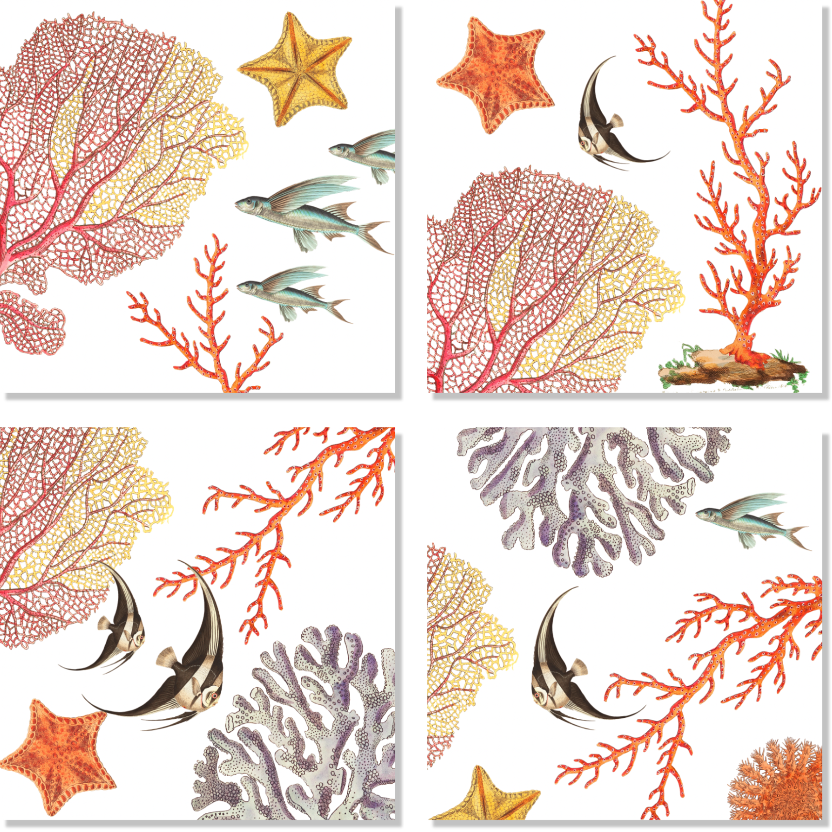 Set Of 4 Napkins «Coral Bay» 100% Made in Italy - The Napking