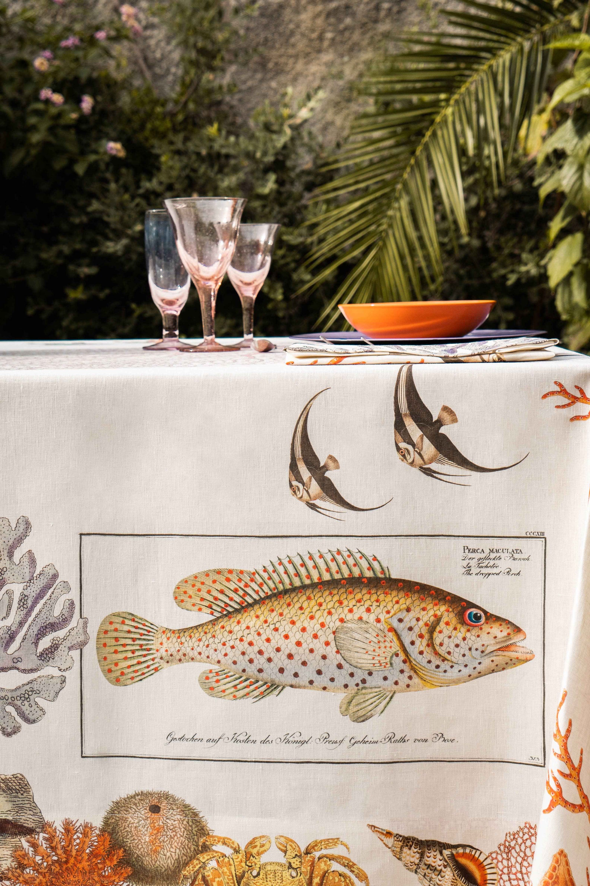 Linen Tablecloths «Coral bay» 100% Made in Italy - The Napking