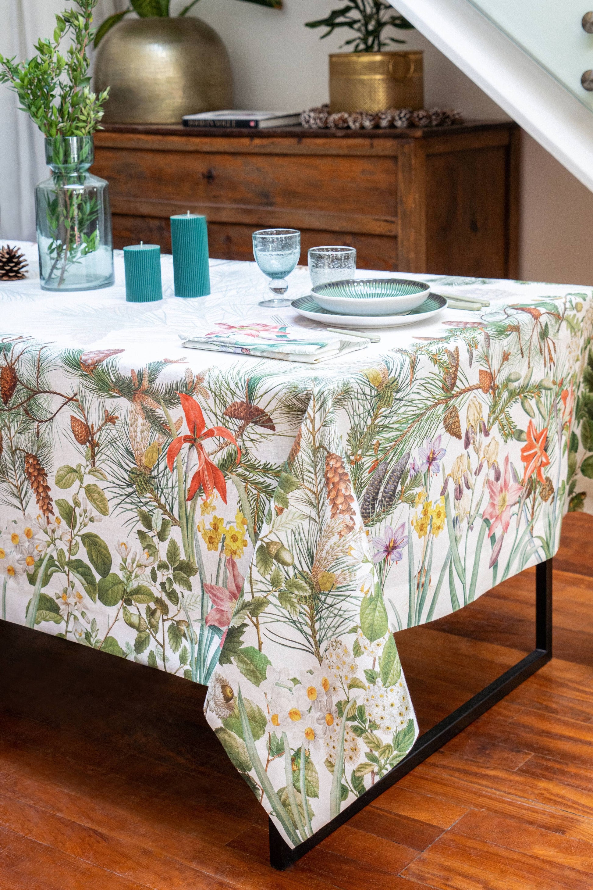 Linen Tablecloth «Winter Garden» - 100% Made in Italy - The Napking