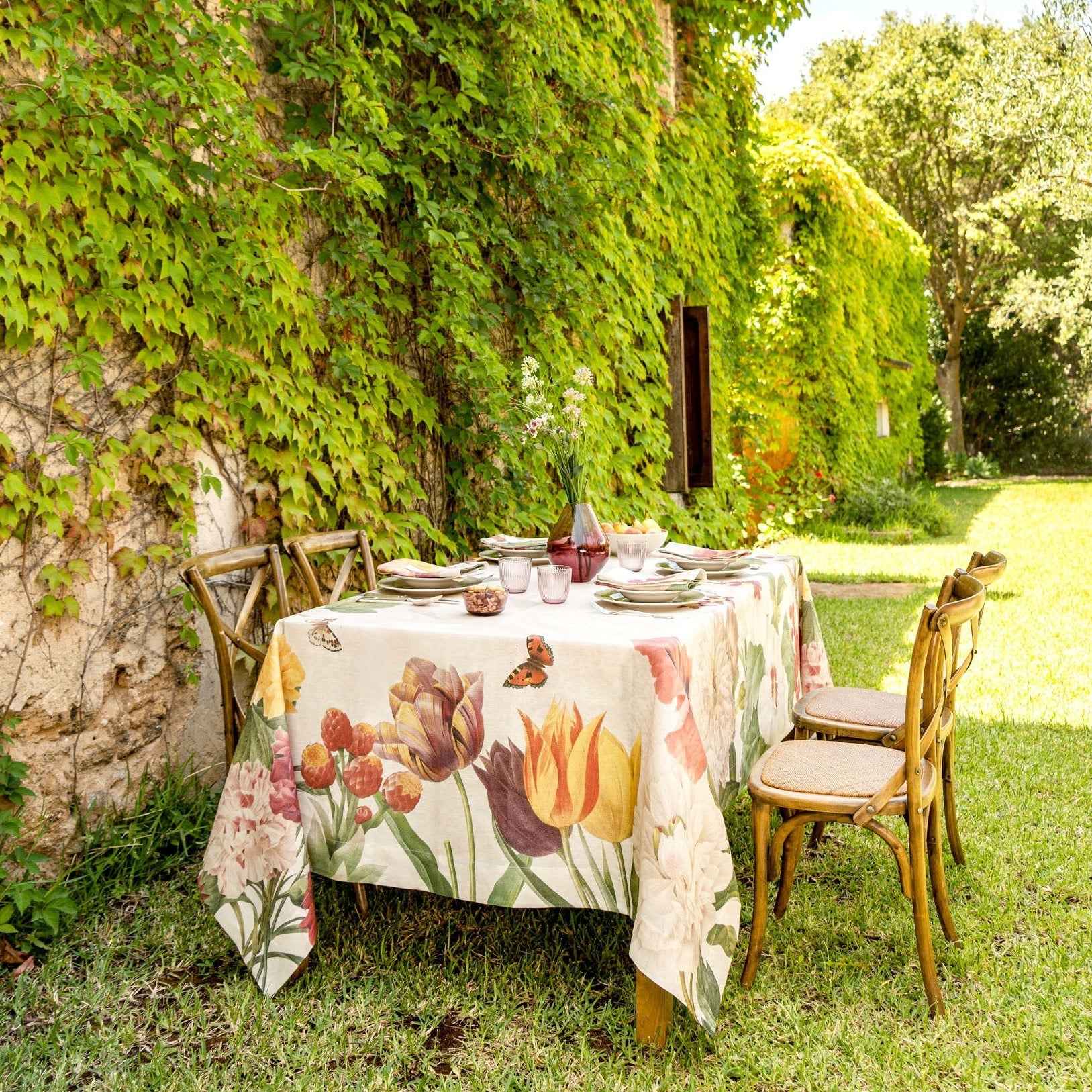 Linen Tablecloth «Garden Eden» 100% Made in Italy - The Napking