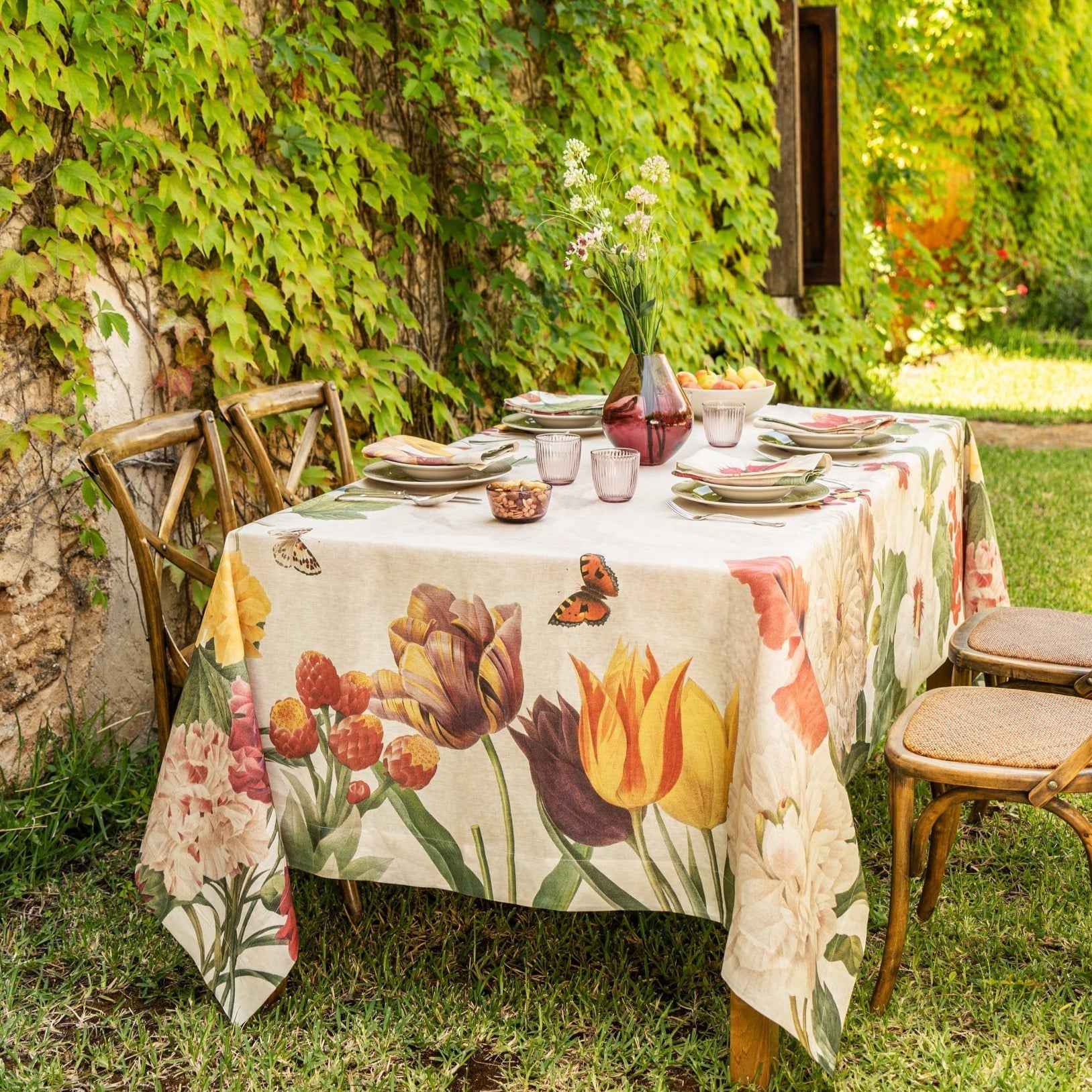Linen Tablecloth «Garden Eden» 100% Made in Italy - The Napking