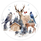 Buck round hardboard and cork placemats with woodland print, view 3