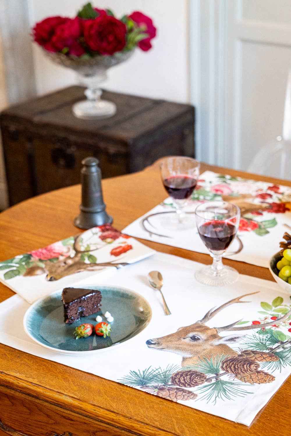 Set of 4 Placemats «Cervi» Cotton Satin 100% Made in Italy