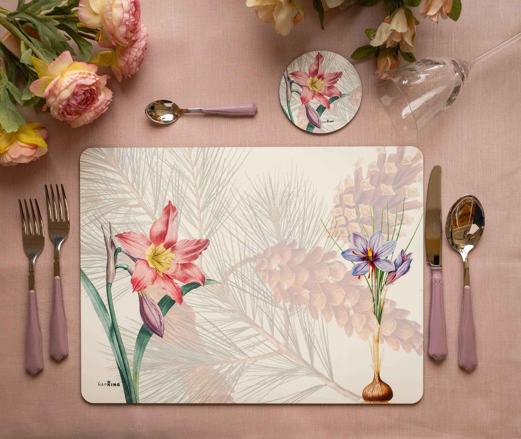 Set of 2 rectangular hardboard placemats «Winter Garden», 100% Made in Italy
