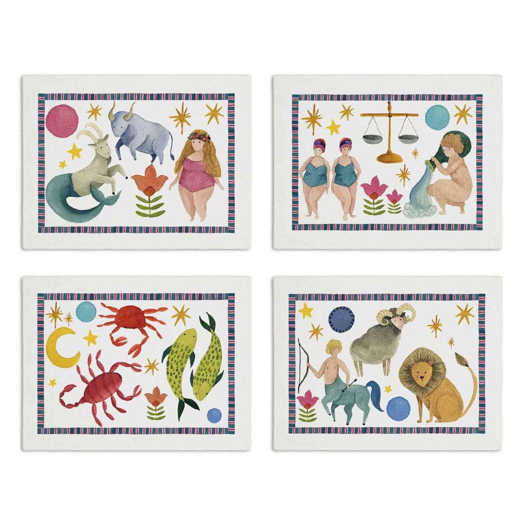 Set of 4 Placemats «Zodiac» Cotton Satin 100% Made in Italy - The Napking