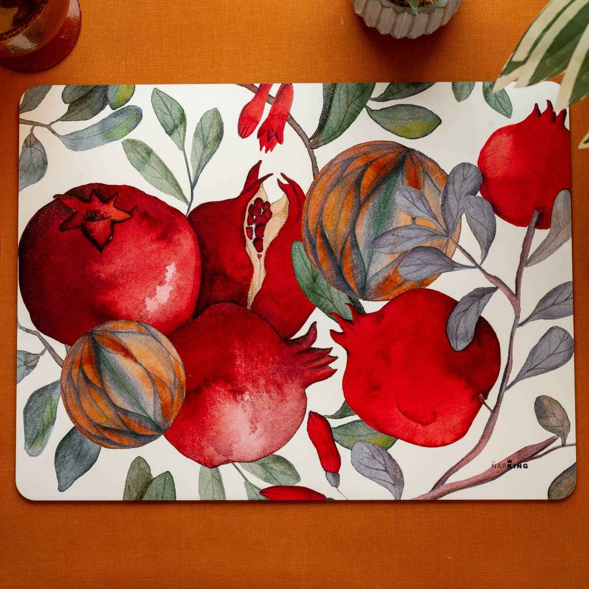 Grenade rectangular hardboard and cork manteles individuales con pomegranate print, vista 2