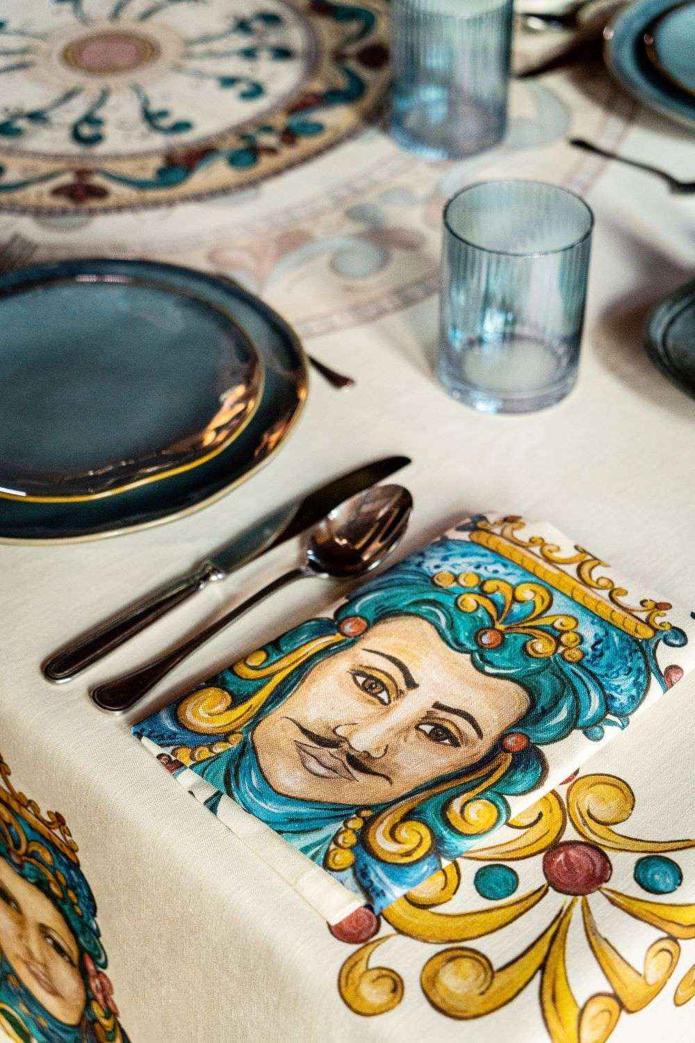Set of 4 Napkins «Teste Di Moro» 100% Made in Italy