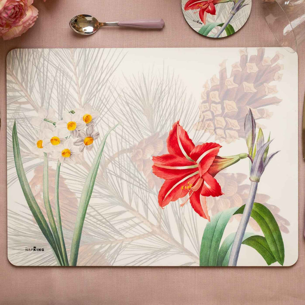 Set of 2 rectangular hardboard placemats «Winter Garden», 100% Made in Italy