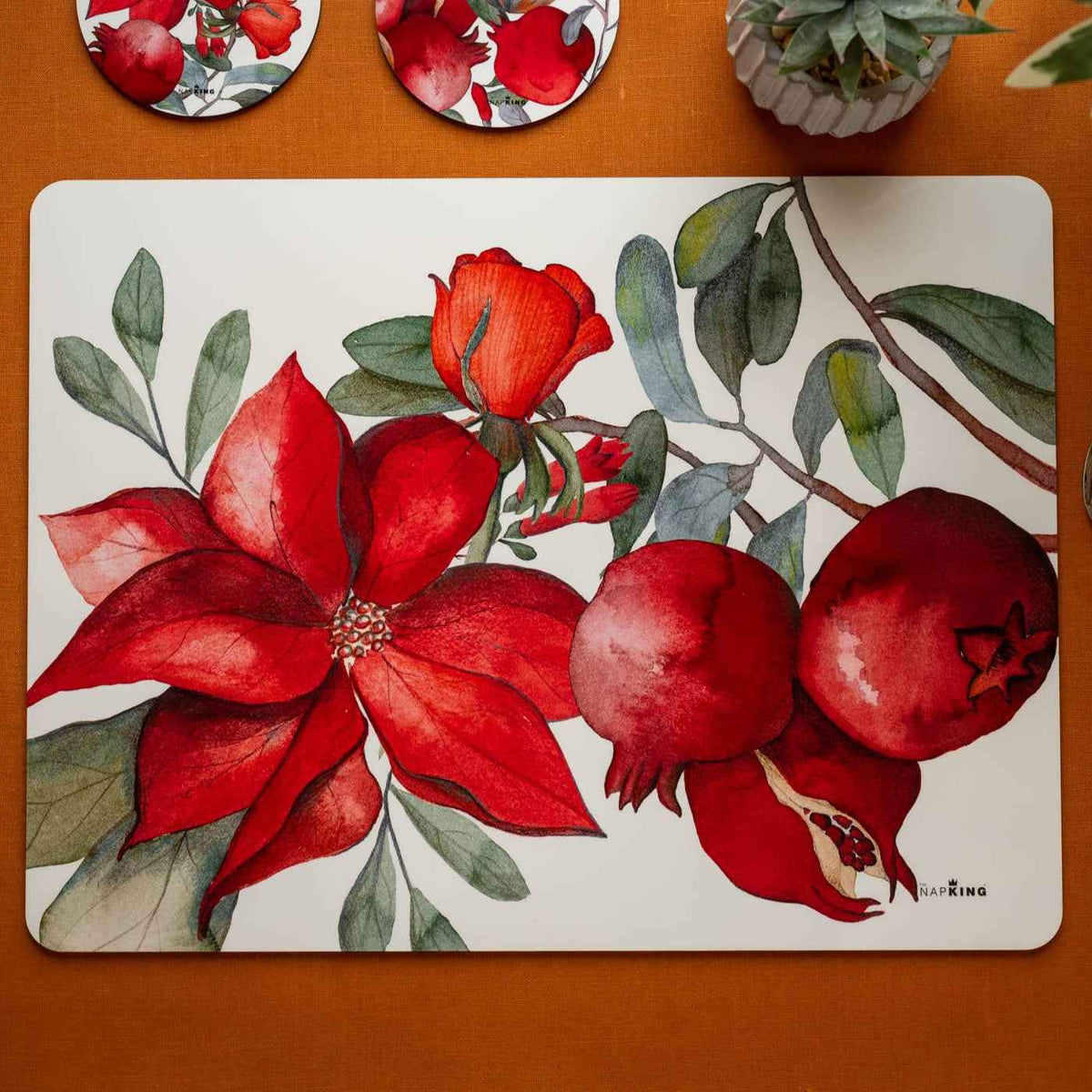 Grenade rectangular hardboard and cork manteles individuales con pomegranate print, vista 4