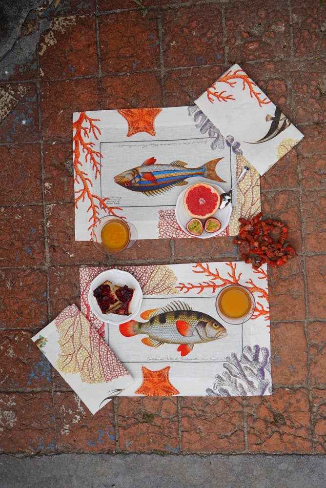 Set of 4 Placemats «Coral Bay» Linen 100% Made in Italy