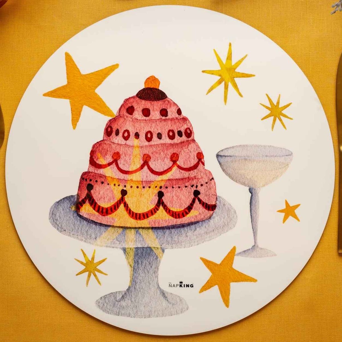 Set of 2 Xmas Party hardboard manteles individuales round - The Napking