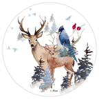 Buck round hardboard and cork placemats with woodland print, view 2