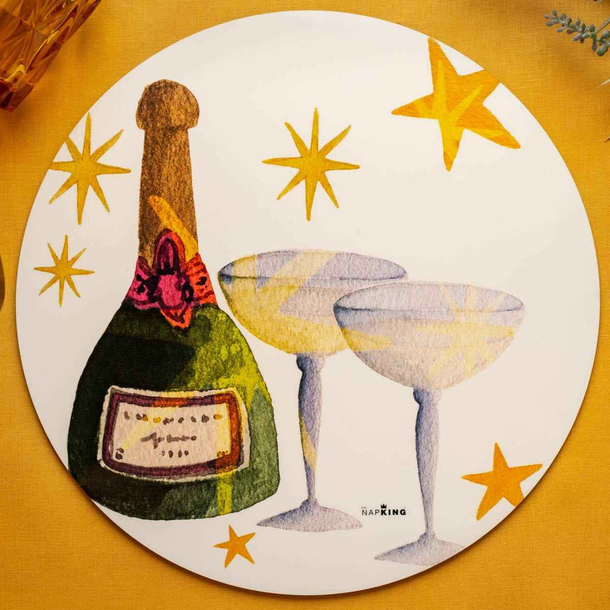 Set of 2 Xmas Party hardboard manteles individuales round - The Napking