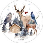 Buck wood and cork coasters with woodland print, view 3