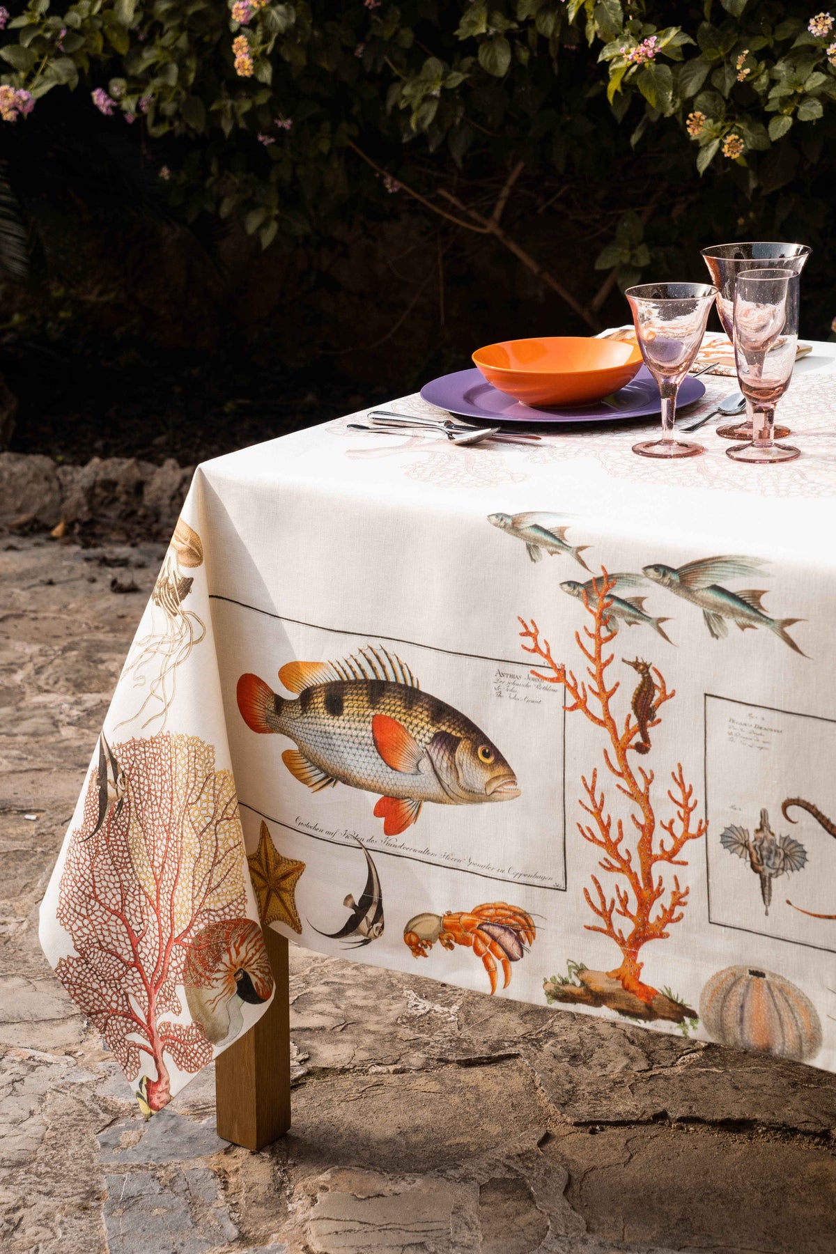 Linen Mantels «Coral bay» 100% Made in Italy - The Napking