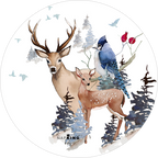 Buck wood and cork coasters with woodland print
