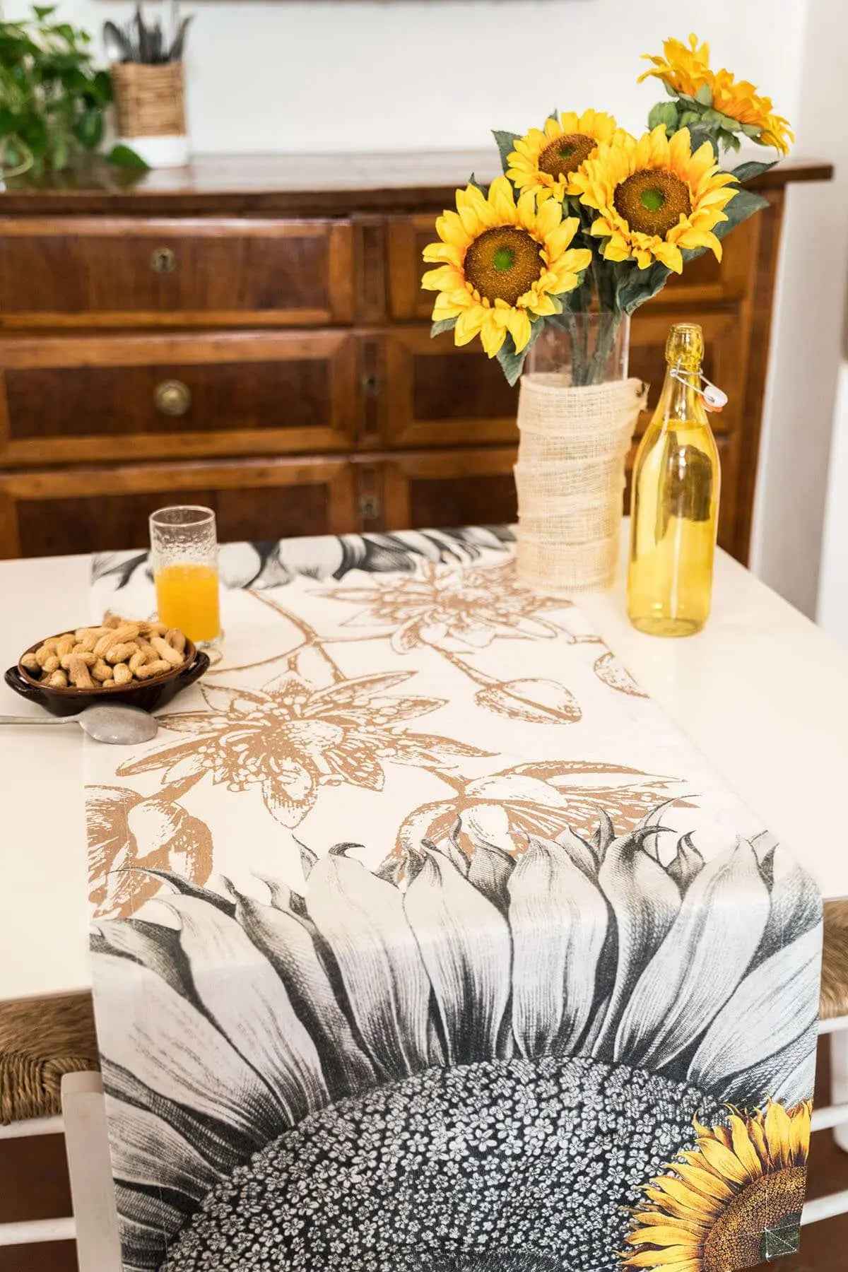 Leinen-Tischläufer Helianthus 100% Made in Italy - The Napking
