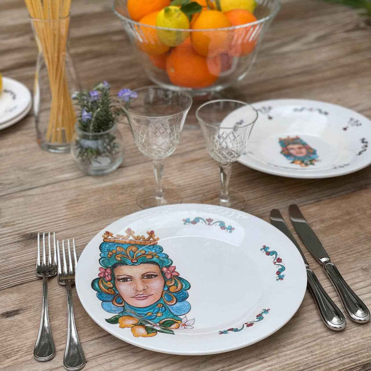 Set 3+3 Plates Teste Di Moro 100% Made in Italy - The Napking