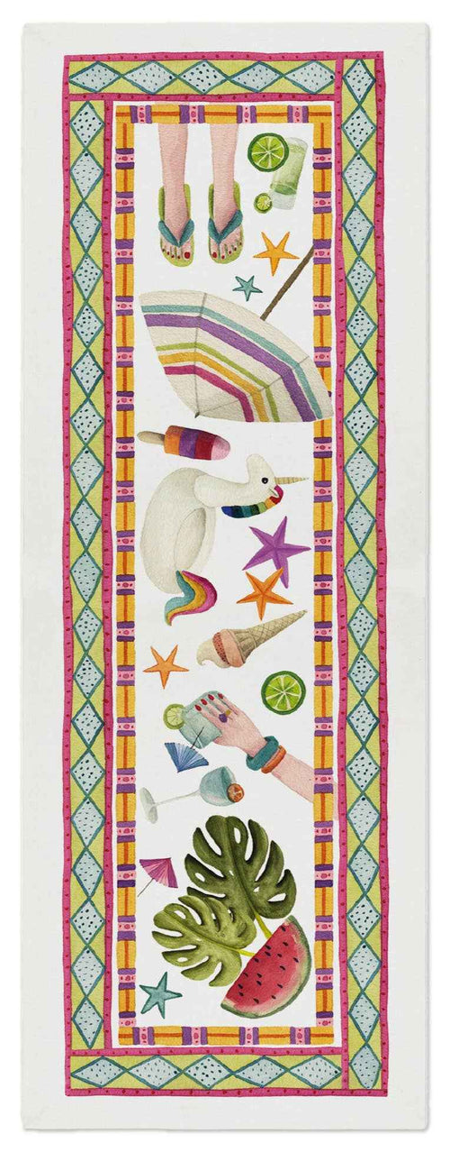 Cotton Satin Runner «Summer Party» 100% Made in Italy - The Napking