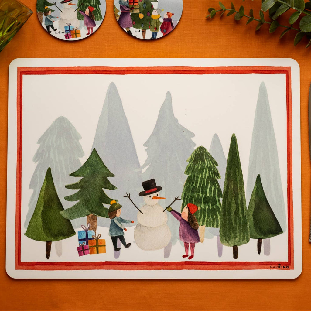 Set of 2 rectangular hardboard placemats «Winterland», 100% Made in Italy - The Napking