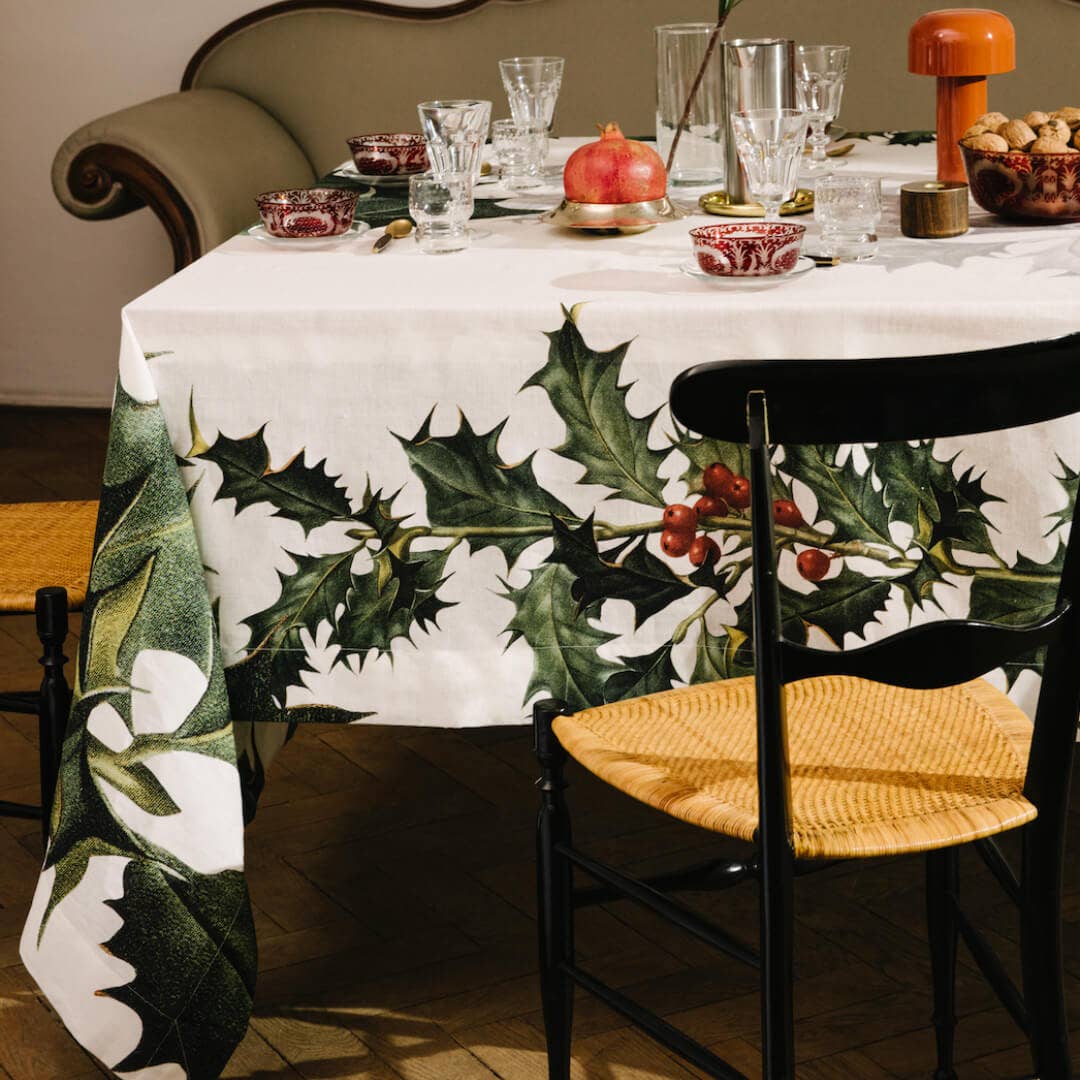 Linen Tablecloths «Ilex»  100% Made in Italy, Christmas & Holiday - The Napking