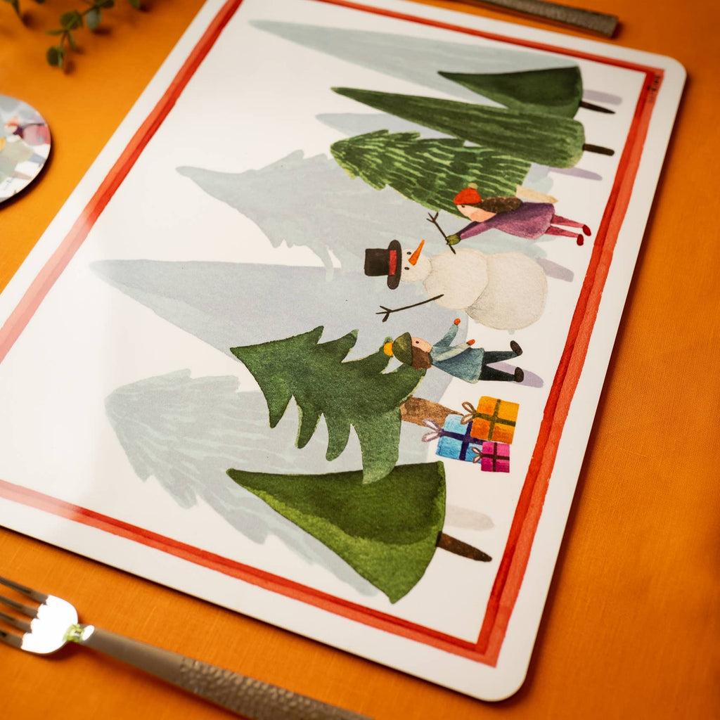 Set of 2 rectangular hardboard placemats «Winterland», 100% Made in Italy - The Napking