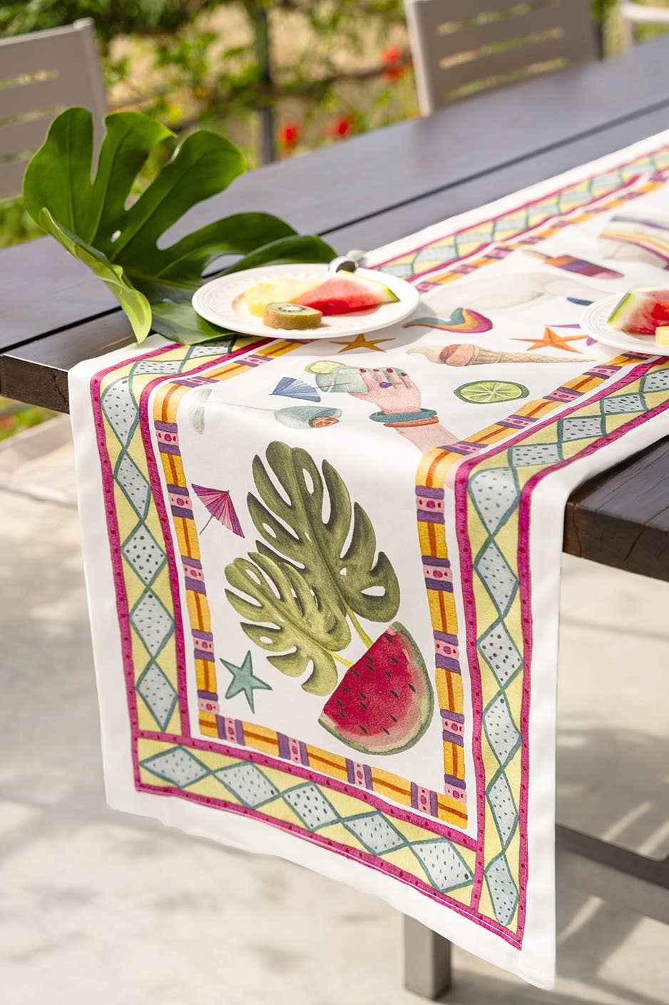 Tischläufer aus Baumwollsatin «Summer Party» 100% Made in Italy - The Napking
