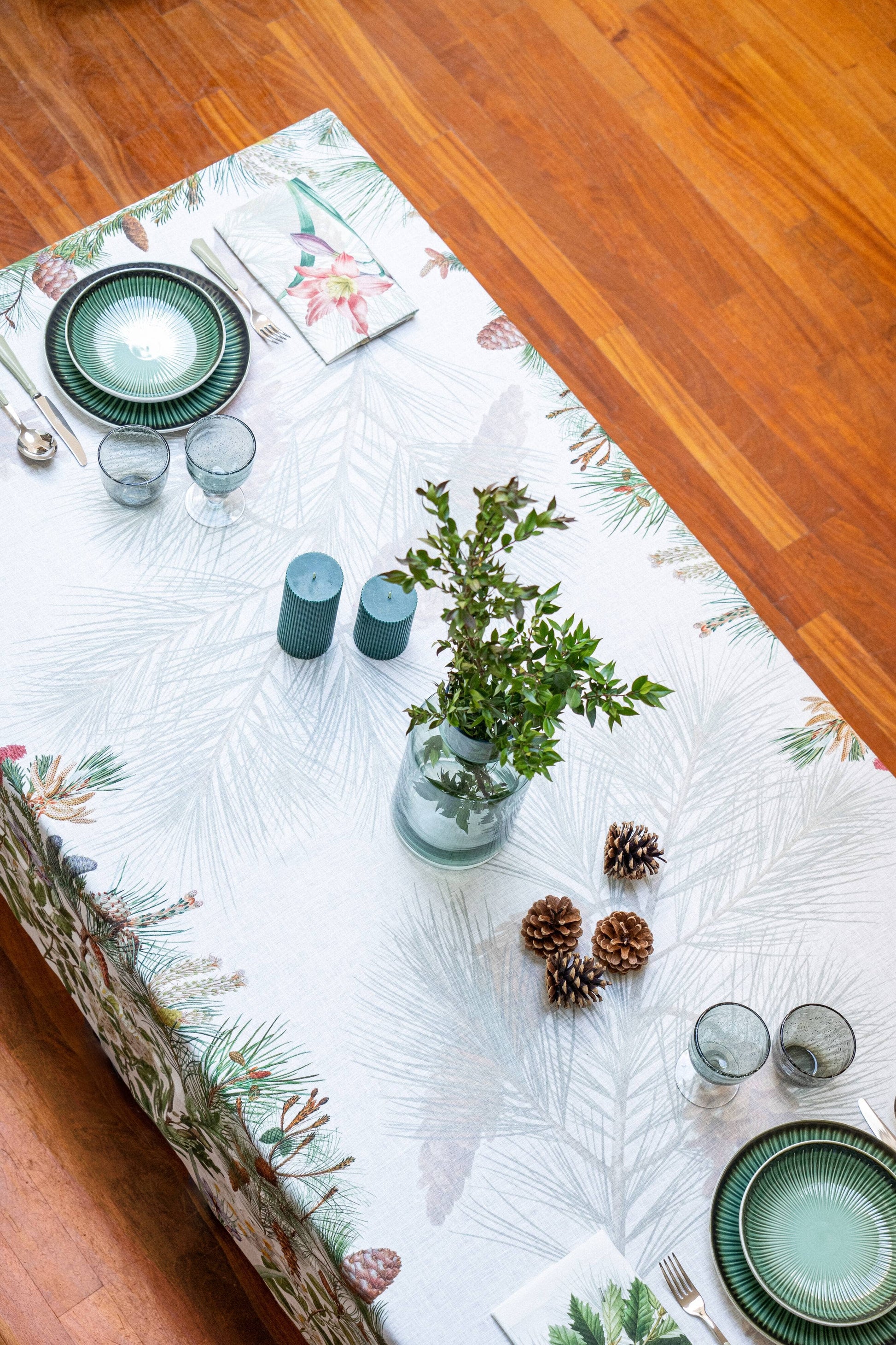 Linen Tablecloth «Winter Garden» - 100% Made in Italy - The Napking