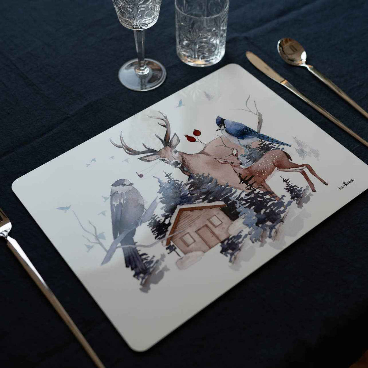 Buck rectangular hardboard and cork manteles individuales con estampado de bosque, vista 6
