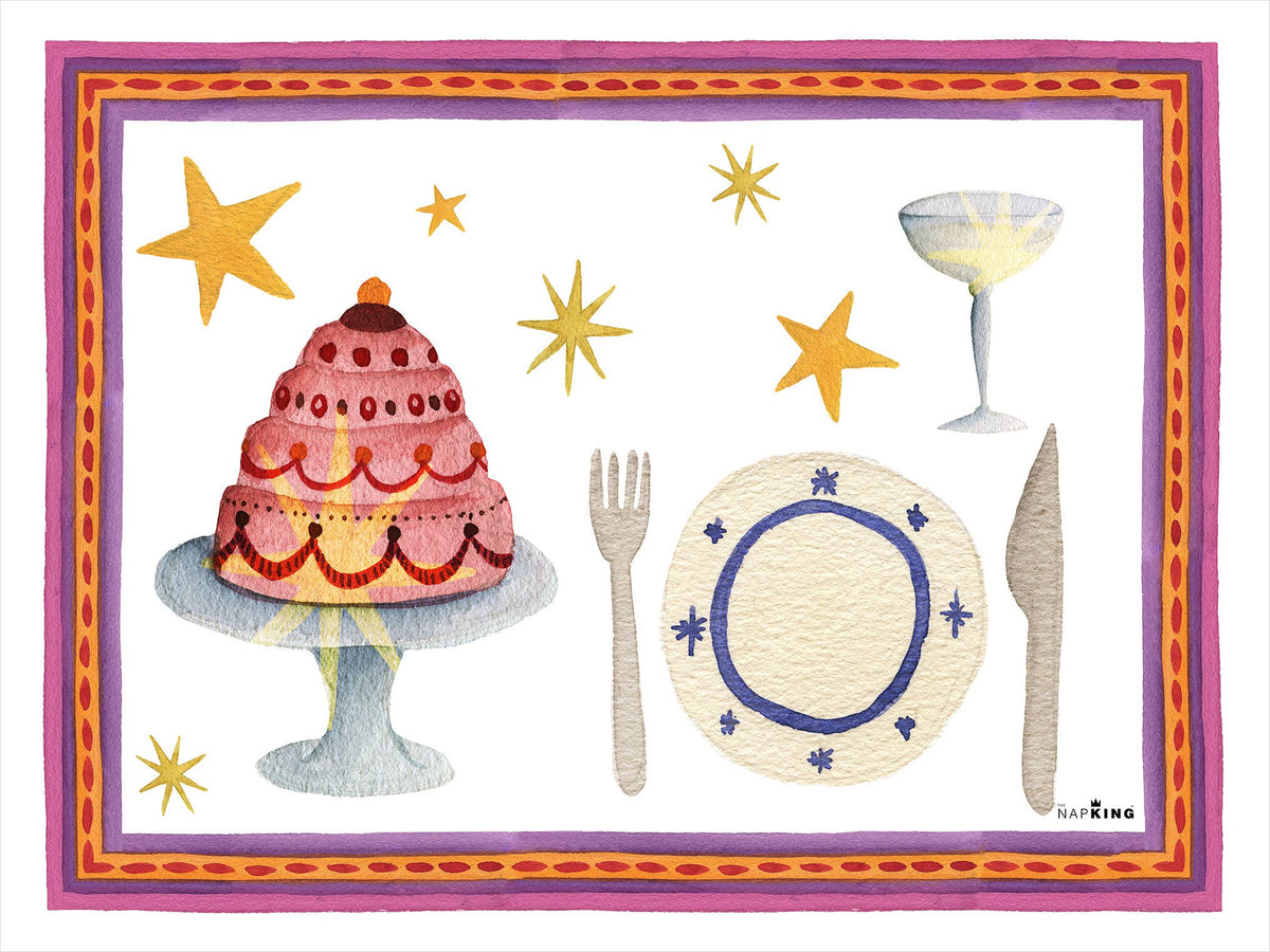 Set of 2 rectangular hardboard placemats «Xmas Party», 100% Made in Italy - The Napking