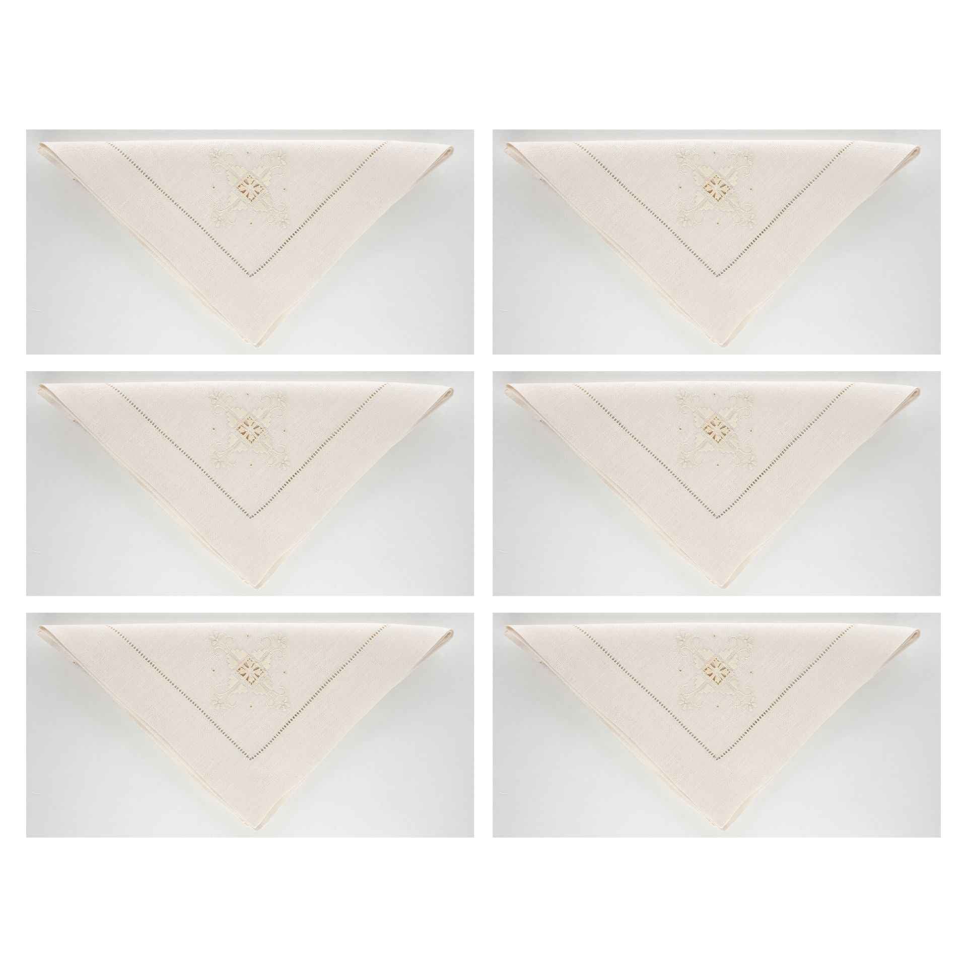 Lizzie Set of 6 Hand-Embroidered Napkins 100% Linen