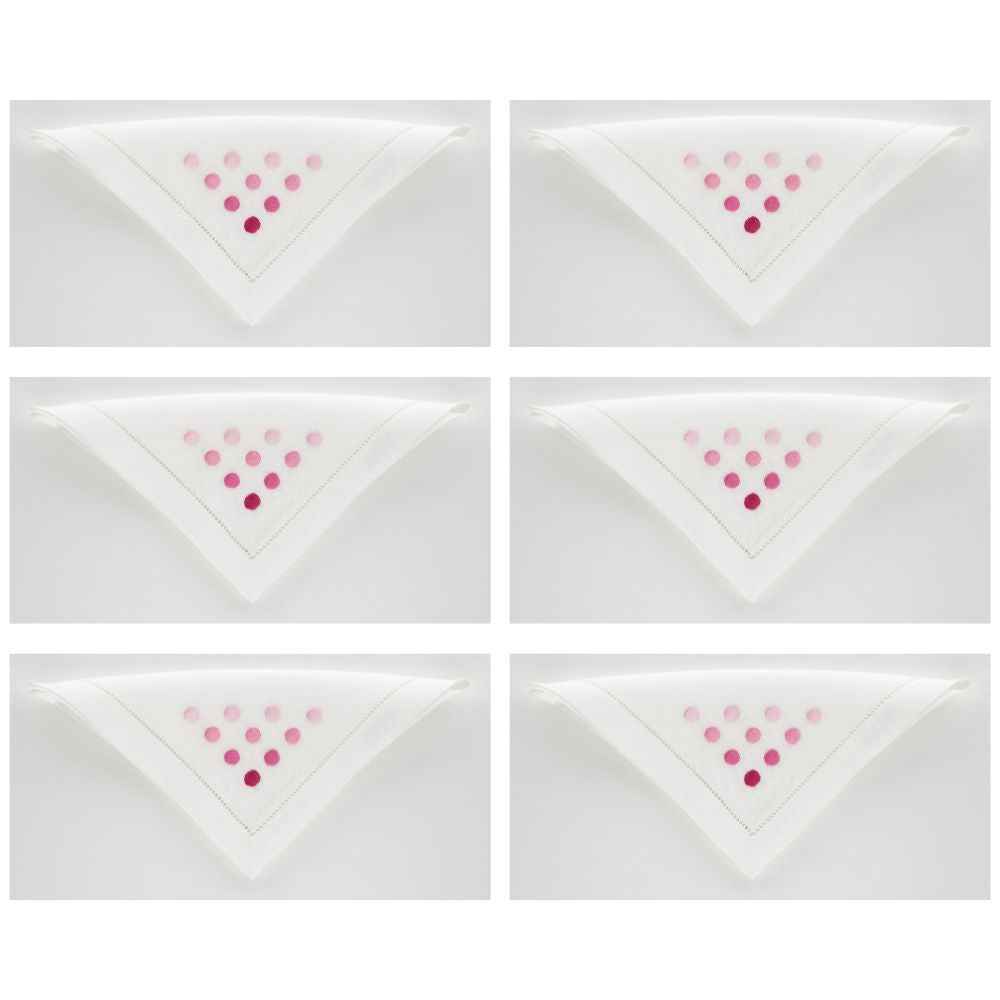 Pois Set of 6 Hand-Embroidered Napkins 40x40 cm