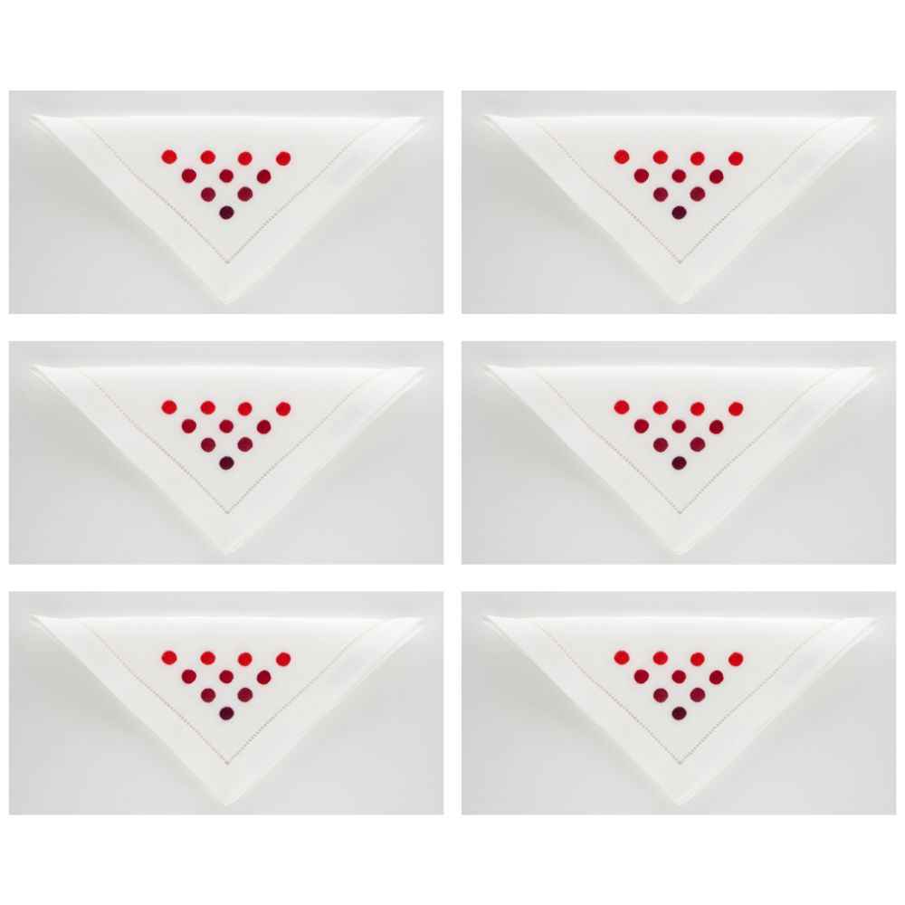 Pois Set of 6 Hand-Embroidered Napkins 40x40 cm
