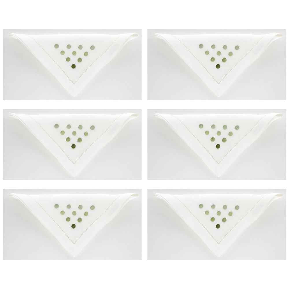 Pois Set of 6 Hand-Embroidered Napkins 40x40 cm