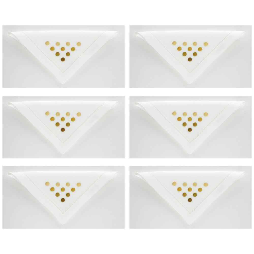 Pois Set of 6 Hand-Embroidered Napkins 40x40 cm