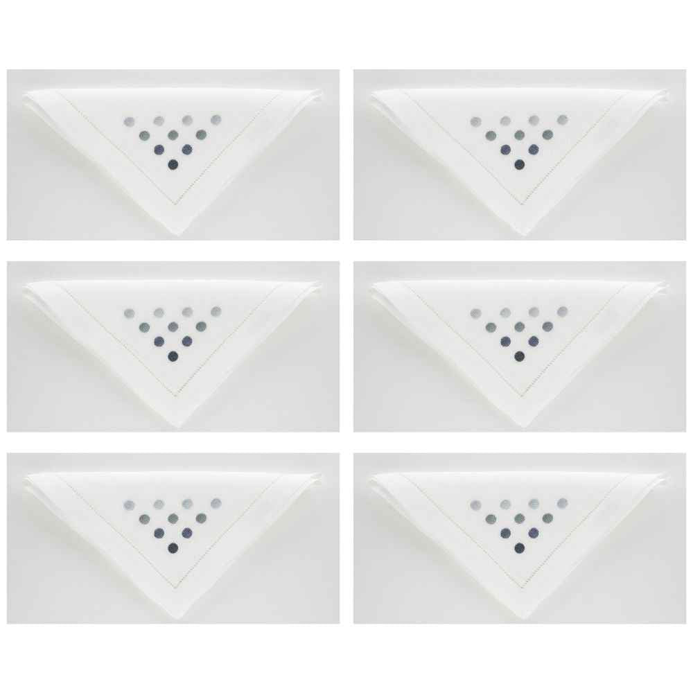 Pois Set of 6 Hand-Embroidered Napkins 40x40 cm