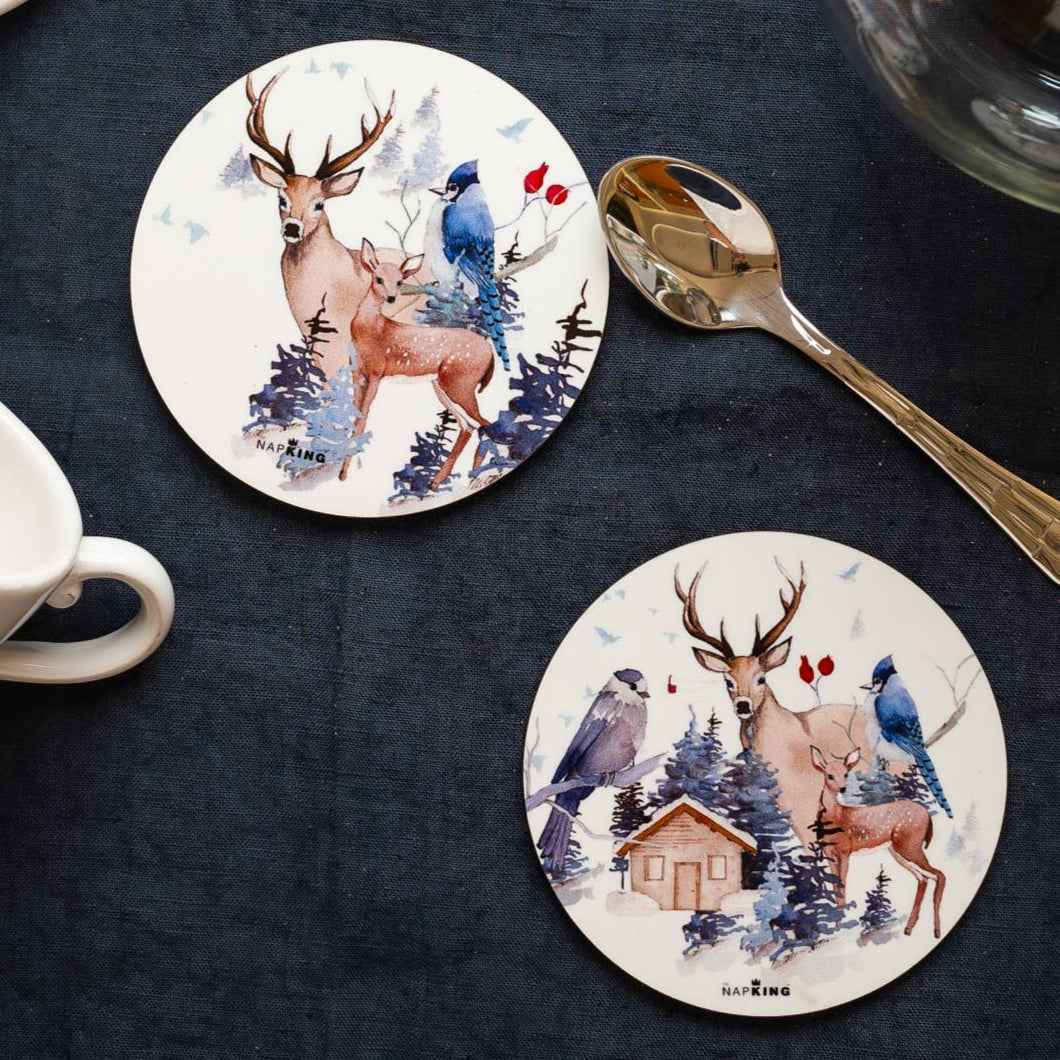 Set de 2 dessous de verre Buck bois et liège - 100% Made in Italy | The Napking