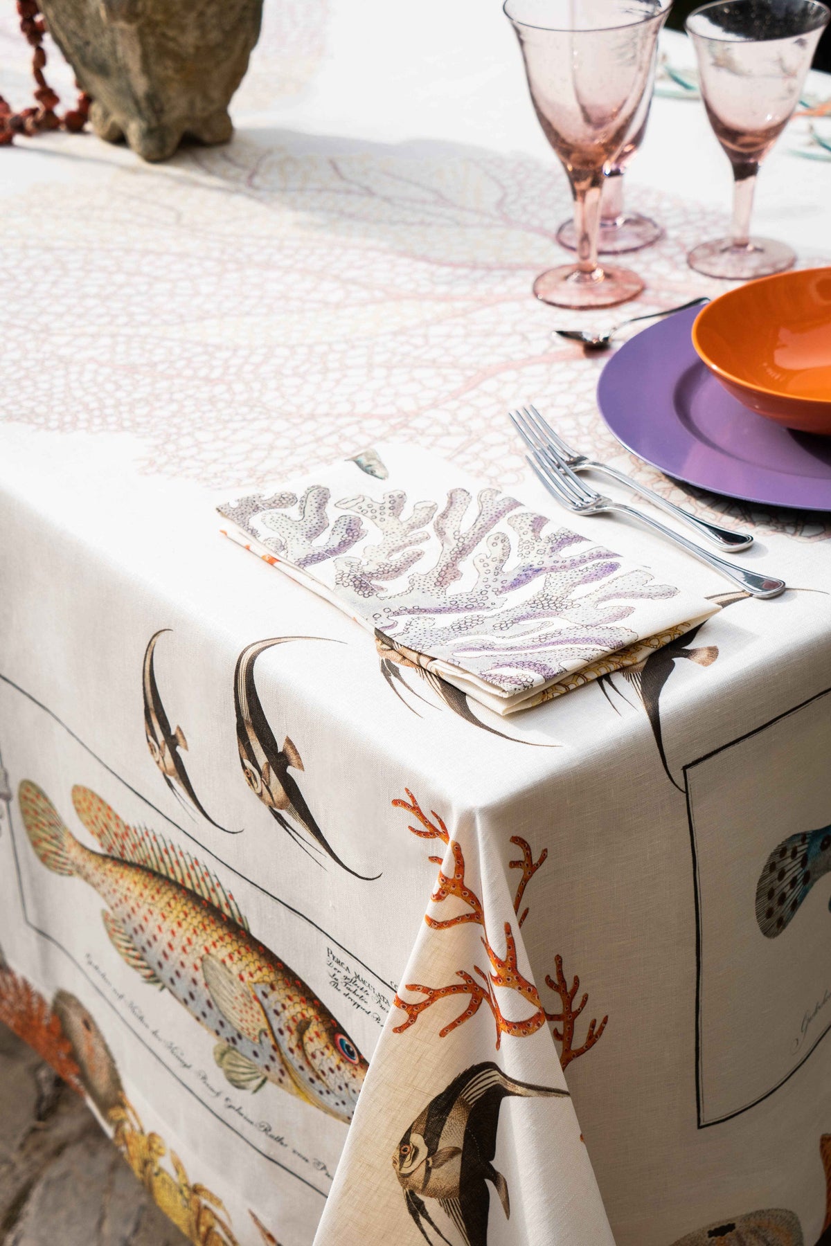 Set Of 4 Servilletas «Coral Bay» 100% Made in Italy - The Napking