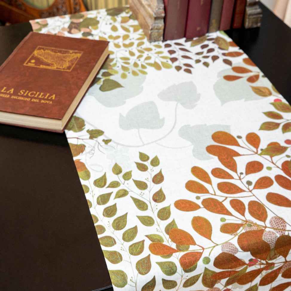 Linen Runner «Foliage» 100% Made in Italy
