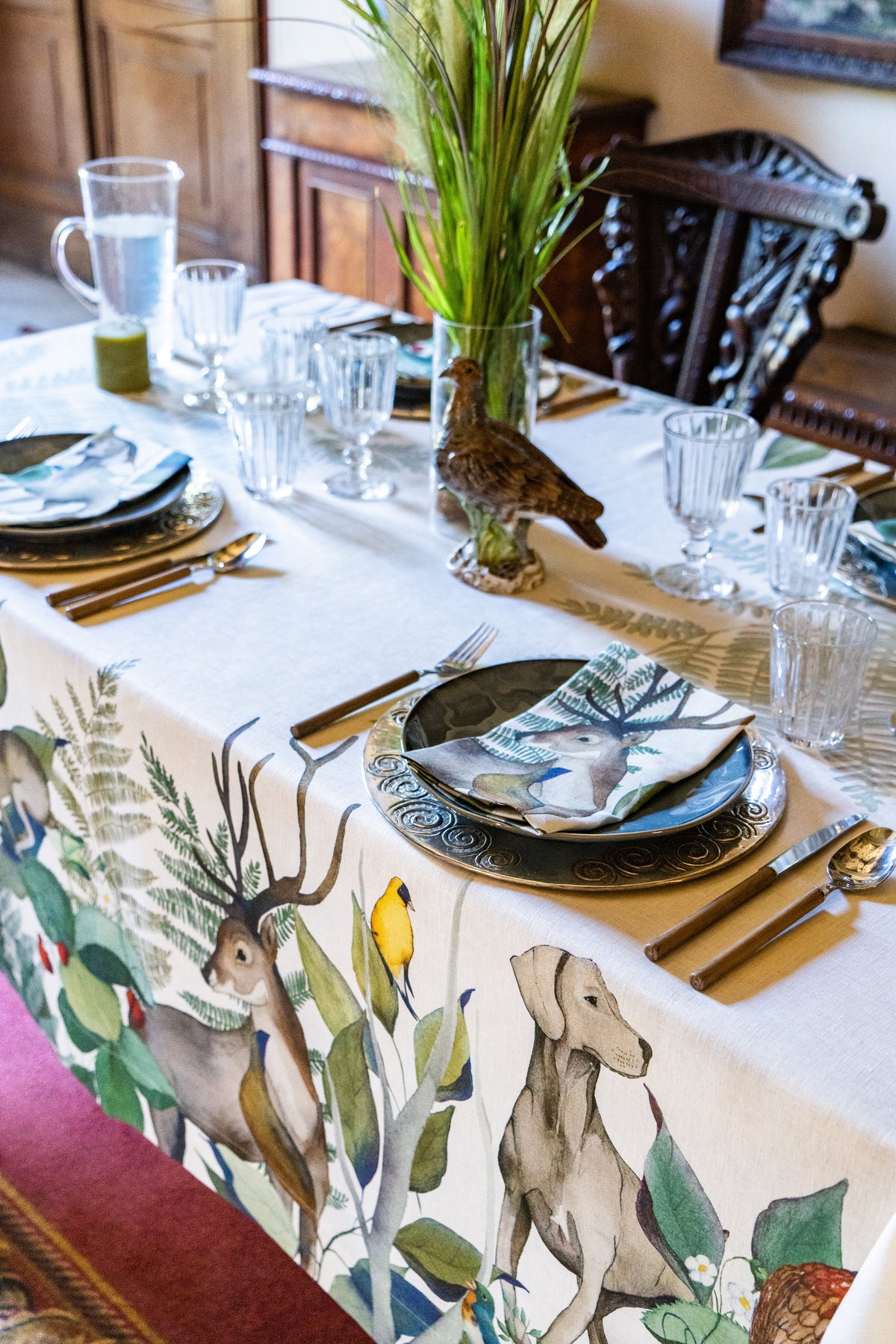 Linen Tablecloth Caccia 100% Made in Italy The Napking