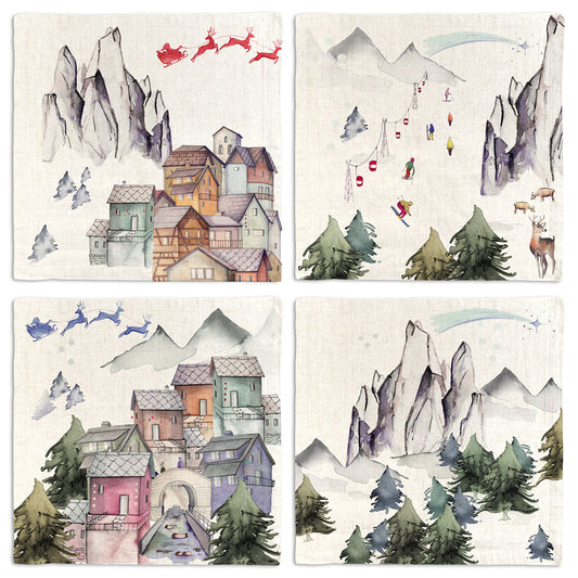 Set of 4 Napkins «Alpina» 100% Made in Italy